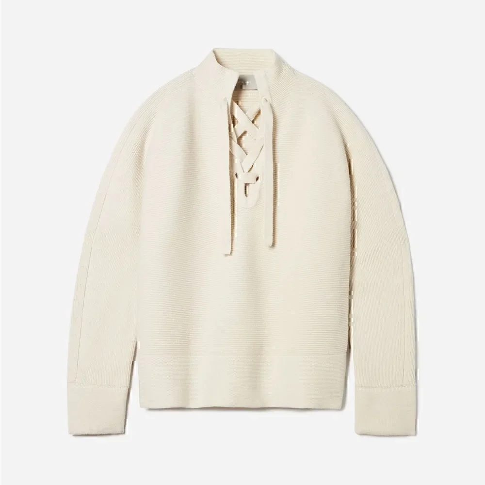 NWT Everlane The Lace Up Smock Wool Blend Sweater XL Cozy Comfy - Picture 6 of 6